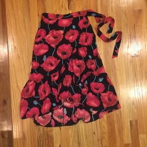 Floral wrap midi skirt